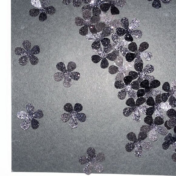 🖤✨ Black Glitter Flower Embellishment Artwork | Elegant Décor | 8.5” x 11” 🌸💫 - Picture 3 of 7